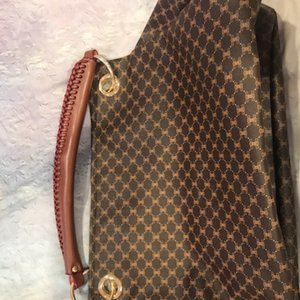 Large brown print Shoulder handbag